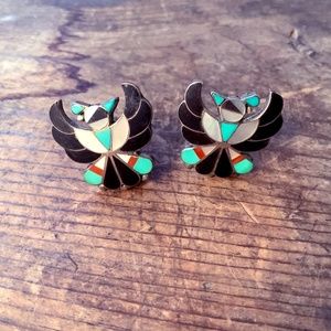 Hippie clip on onyx earrings